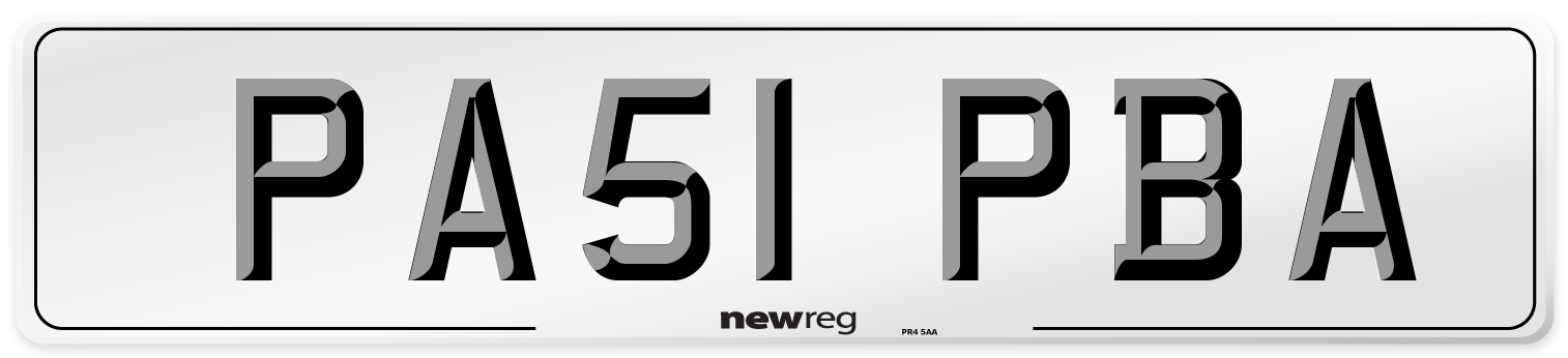 PA51 PBA Number Plate from New Reg